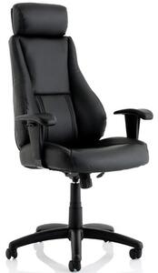 Winsor Leather Office Chair In Black With Headrest