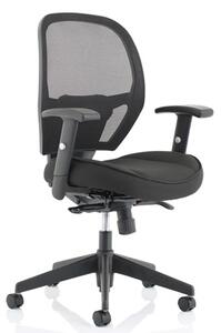 Denver Leather Mesh Office Chair In Black With Arms