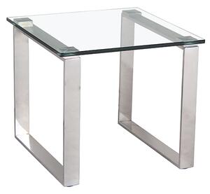 Callison Clear Glass Lamp Table With Stainless Steel Legs