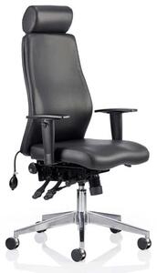 Onyx Ergo Leather Office Chair In Black With Headrest And Arms