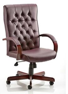 Chesterfield Leather Office Chair In Burgundy With Arms