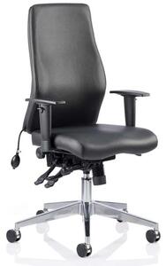 Onyx Ergo Leather Posture Office Chair In Black With Arms