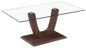 Calliroe Clear Glass Coffee Table With Walnut Base