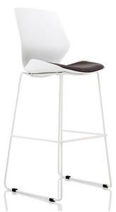 Florence Fabric High Office Stool In Grey With White Frame