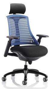 Flex Task Headrest Office Chair In Black Frame With Blue Back