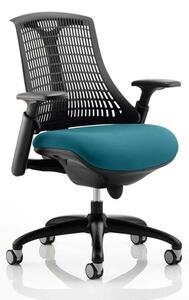 Flex Task Black Back Office Chair With Maringa Teal Seat