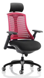 Flex Task Headrest Office Chair In Black Frame With Red Back