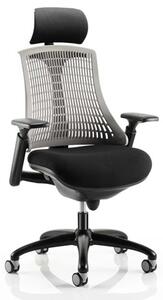 Flex Task Headrest Office Chair In Black Frame With Grey Back