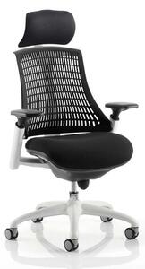 Flex Task Headrest Office Chair In White Frame With Black Back