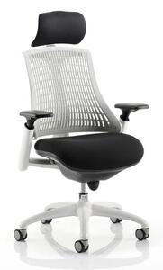 Flex Task Headrest Office Chair In White Frame With White Back