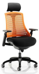 Flex Task Headrest Office Chair In Black Frame With Orange Back
