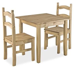 Cariad Small Dining Set With 2 Chairs In Distressed Pine