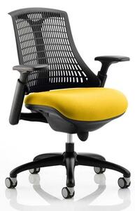 Flex Task Black Back Office Chair With Senna Yellow Seat