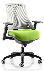 Flex Task White Back Office Chair With Myrrh Green Seat