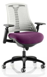 Flex Task White Back Office Chair With Tansy Purple Seat