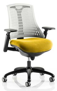 Flex Task White Back Office Chair With Senna Yellow Seat