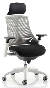 Flex Task Headrest Office Chair In White Frame With Grey Back