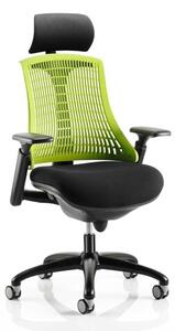 Flex Task Headrest Office Chair In Black Frame With Green Back