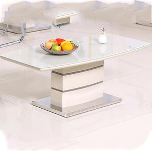 Kaiyo Glass Top Coffee Table With Cappuccino High Gloss Base