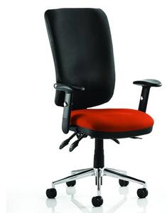 Chiro High Black Back Office Chair In Tobasco Red With Arms