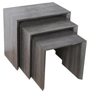 Felicja Wooden Nest Of 3 Tables In Black Walnut