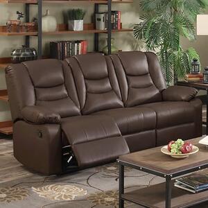 Kaipo PU Leather Recliner 3 Seater Sofa In Dark Chocolate