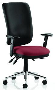 Chiro High Black Back Office Chair In Ginseng Chilli With Arms