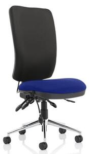 Chiro High Black Back Office Chair In Stevia Blue No Arms