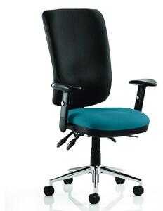 Chiro High Black Back Office Chair In Maringa Teal With Arms