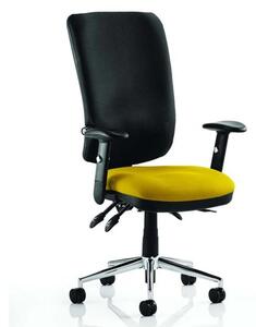 Chiro High Black Back Office Chair In Senna Yellow With Arms