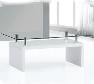 Harita Clear Glass Top Coffee Table With White High Gloss Base