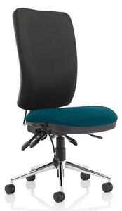 Chiro High Black Back Office Chair In Maringa Teal No Arms