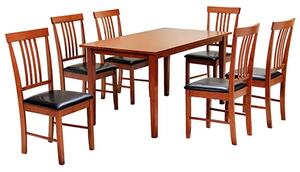 Makimi Wooden Dining Set With 6 Chairs In Mahogany