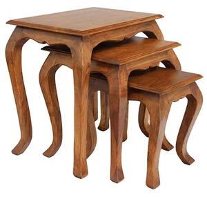 Majora Wooden Nest Of 3 Tables In Brunt Oak