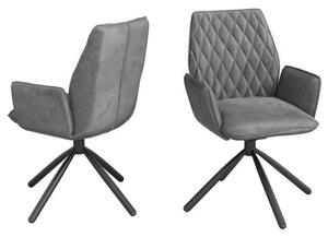 Zekrot Grey Fabric Dining Chairs With Metal Legs In Pair