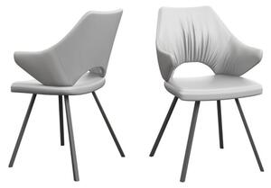 Zoyati White Leather Dining Chairs With Metal Legs In Pair