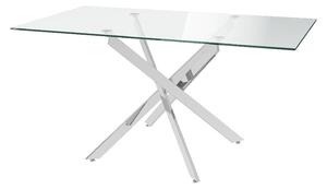 Calve Clear Glass Rectangular Dining Table With Chrome Legs