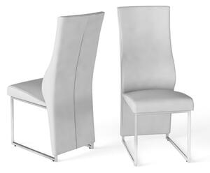 Rainhill White Leather Dining Chairs With Chrome Legs In Pair