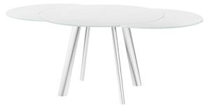 Osterley White Glass Extending Dining Table With Steel Legs