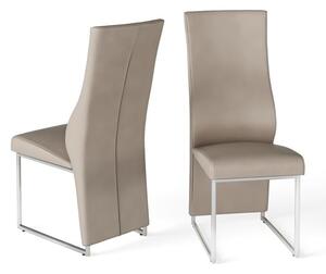 Rainhill Taupe Leather Dining Chairs With Chrome Legs In Pair