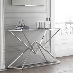 Penrith Clear Glass Console Table With Chrome Frame