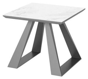 Lanton Ceramic Square Side Table In Grey Gloss