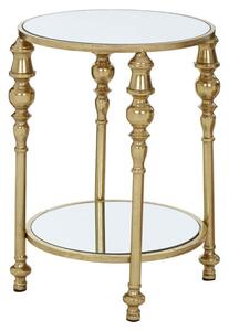 Martico 2 Tier Mirrored Glass Top Side Table With Gold Frame