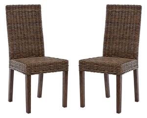 Helvetios Brown Kubu Rattan Dining Chairs In A Pair