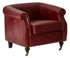 Sadalmelik Upholstered Leather Armchair In Red