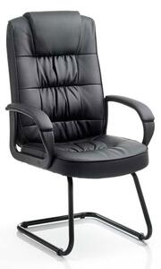 Moore Leather Cantilever Visitor Chair In Black With Arms