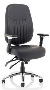 Barcelona Leather Deluxe Office Chair In Black With Arms