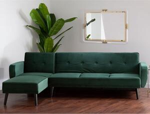 Porrima Upholstered Velvet 3 Seater Sofa Bed In Dark Green