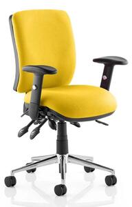 Chiro Medium Back Office Chair In Senna Yellow With Arms