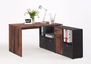 Flexi Modern Corner Computer Desk In Old Style Dark And Matera